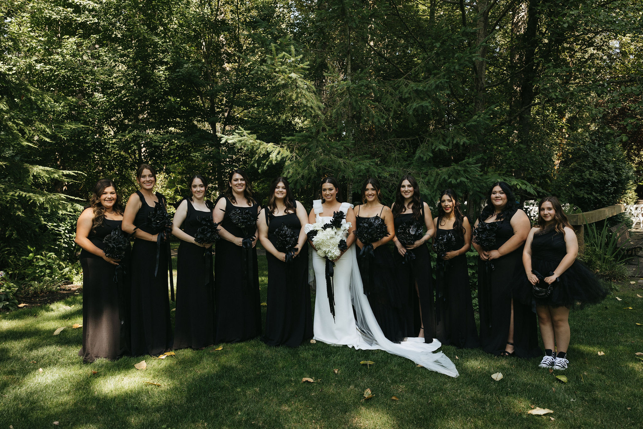 Bride and bridesmaids posing at the Maroni Meadows wedding venue