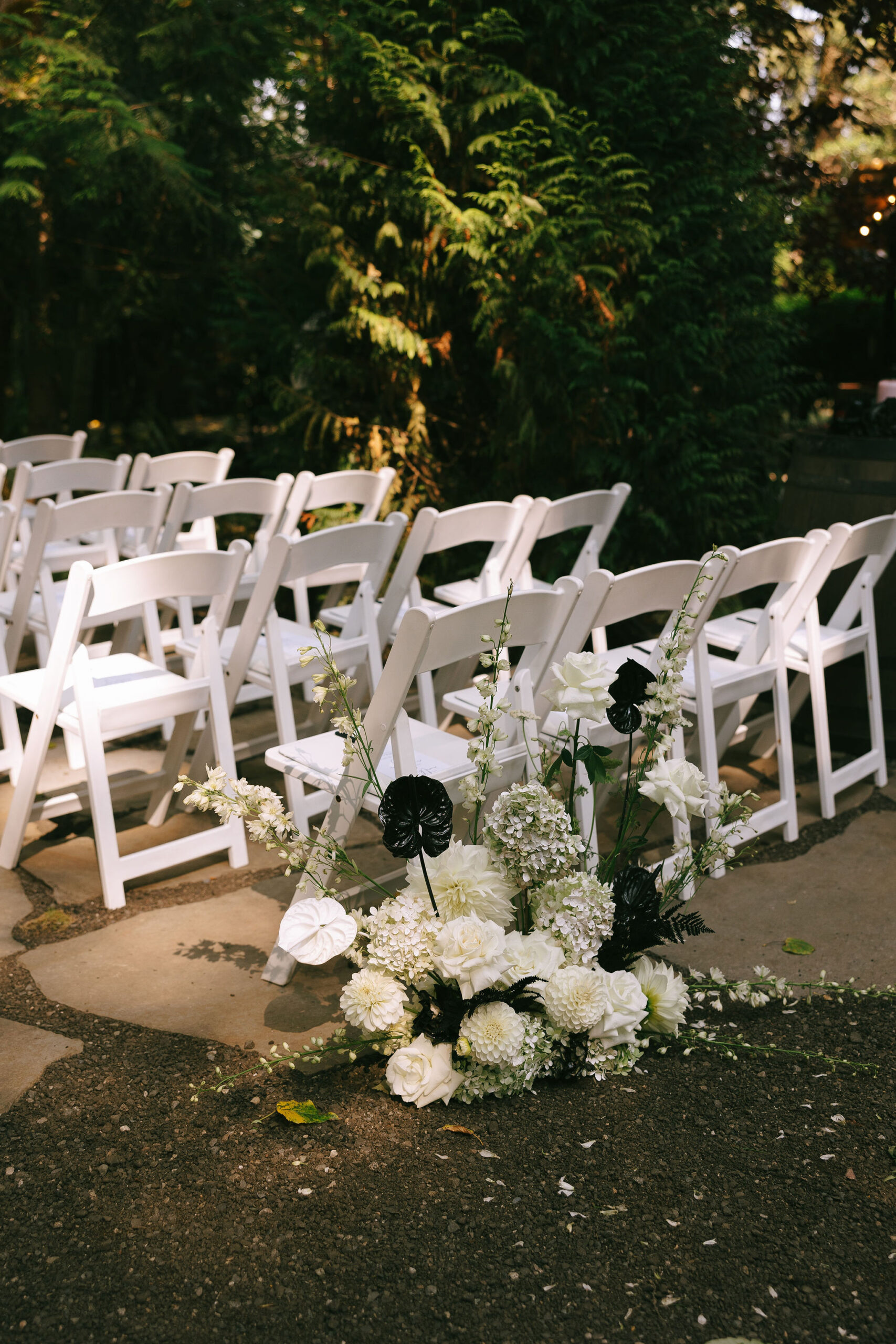 Stunning wedding ceremony set up at Maroni Meadows wedding venue