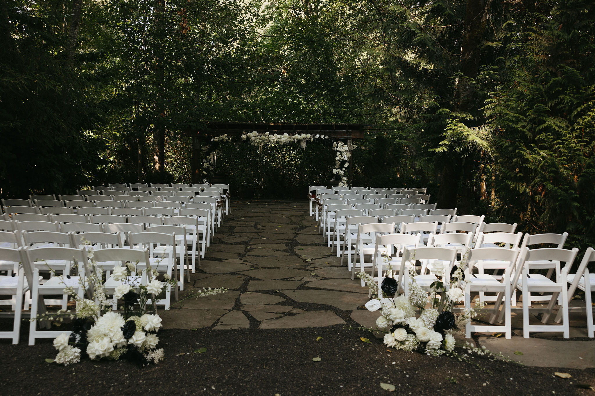 Stunning wedding ceremony set up at Maroni Meadows wedding venue