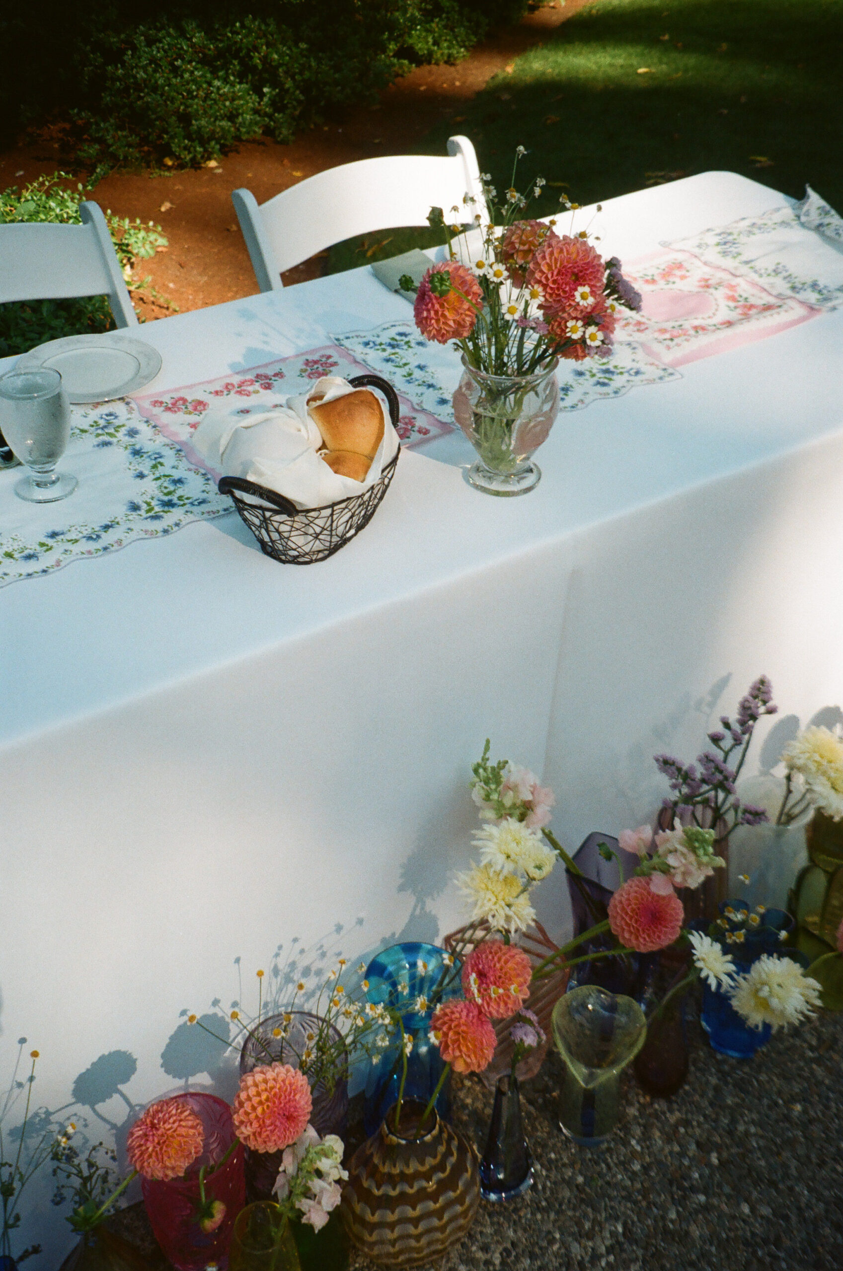 Film photo of sweetheart table at the wedding reception at Robinswood House