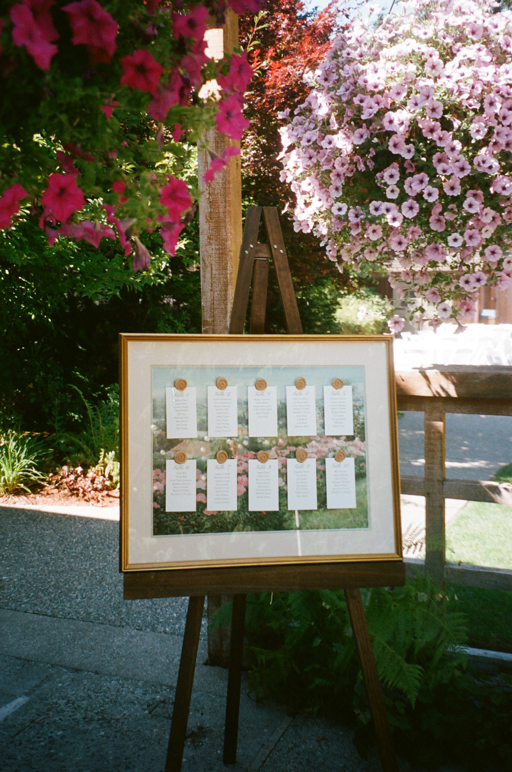 Film photo of Wedding seat signage