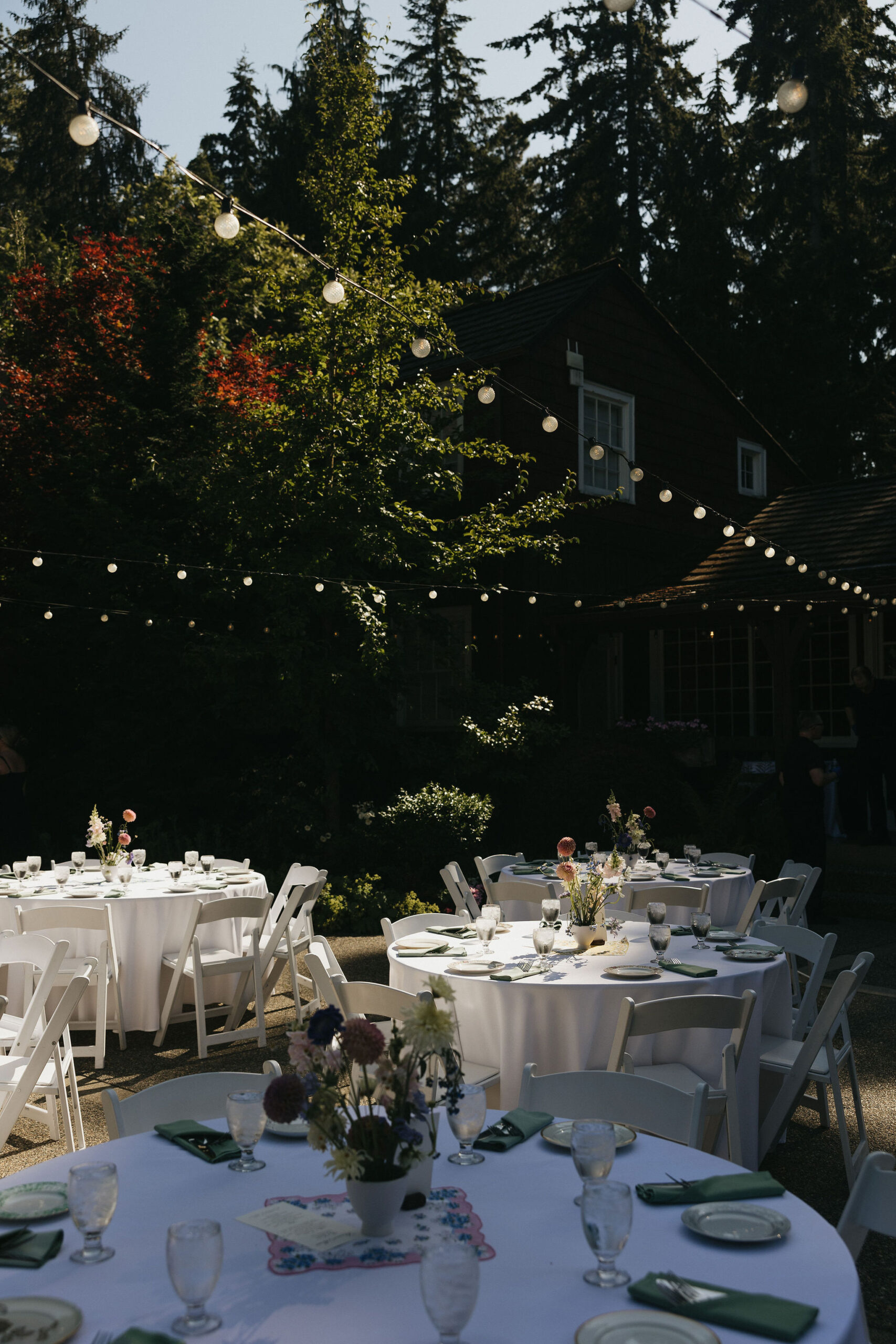 Beautiful white wedding reception and decor at the Robinswood House venue